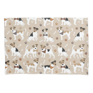 Jack Russell Terrier Paws and Bones Pillowcase