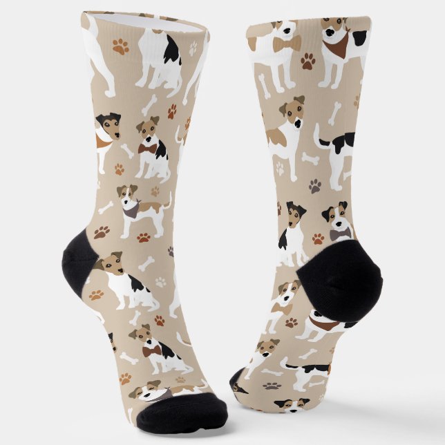 Jack Russell Terrier Paws and Bones Socks (Angled)