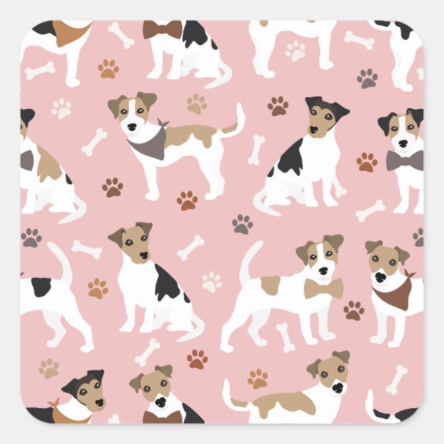 Jack Russell Terrier Paws and Bones Square Sticker (Front)