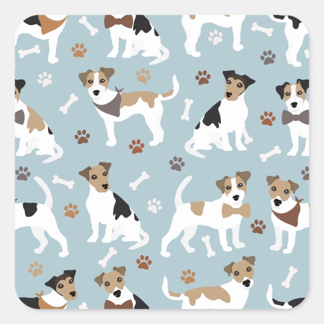 Jack Russell Terrier Paws and Bones Square Sticker (Front)