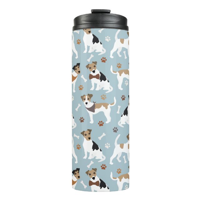 Jack Russell Terrier Paws and Bones Thermal Tumbler (Front)