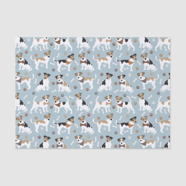 Jack Russell Terrier Paws and Bones Tissue Paper (Front)