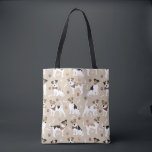 Jack Russell Terrier Paws and Bones Tote Bag<br><div class="desc">Cute Jack Russell Terrier dogs sit and stand with paw prints and dog bones pattern.</div>