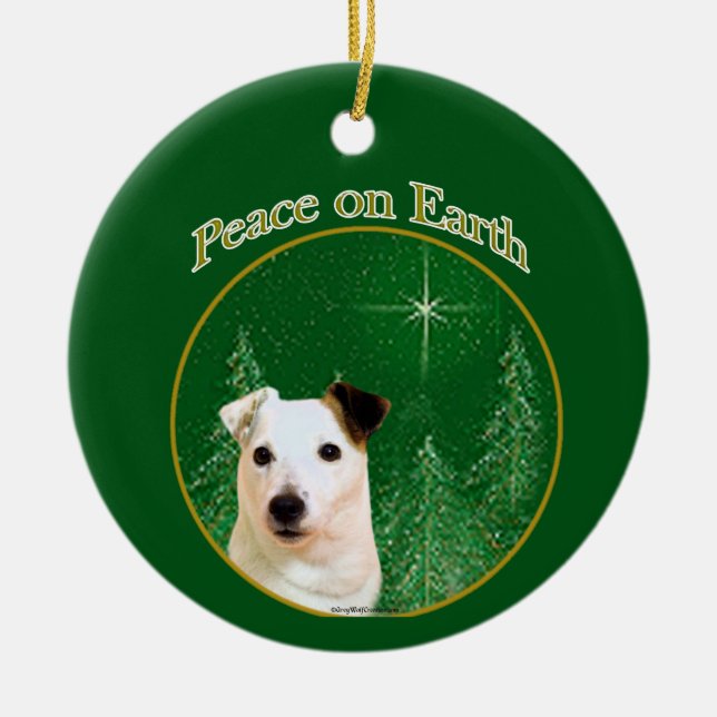 Jack Russell Terrier Peace Keychain Ceramic Ornament (Front)