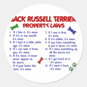 JACK RUSSELL TERRIER Property Laws 2 Classic Round Sticker