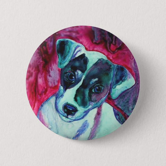 Jack Russell Terrier Pup Button - "Julep" (Front)