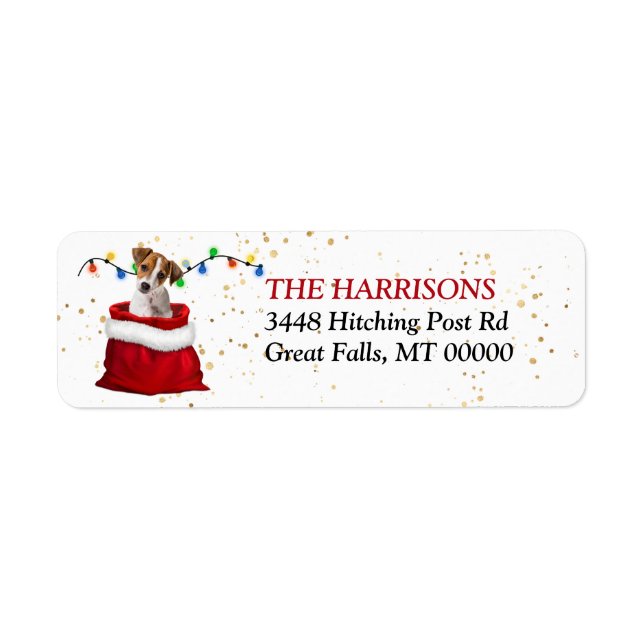 Jack Russell Terrier Pup Gift Bag Return Address Label (Front)