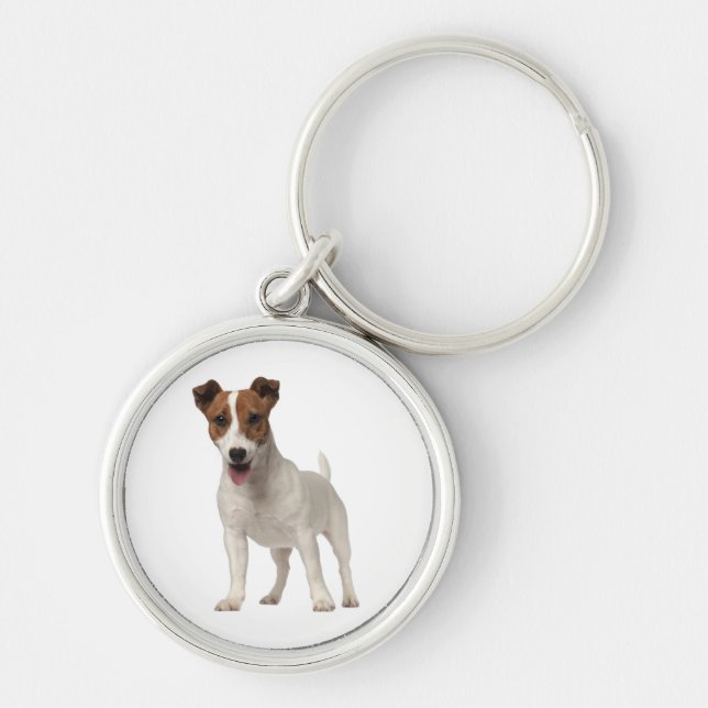 Jack Russell Terrier Puppy Dog White And Brown Key Ring (Front)