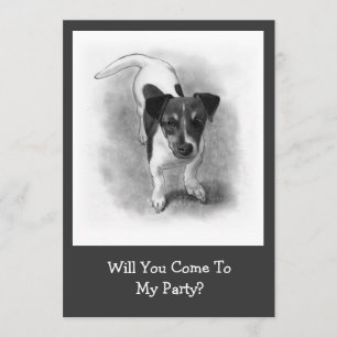 Jack Russell Terrier Puppy in Pencil: Dog, Cute Invitation