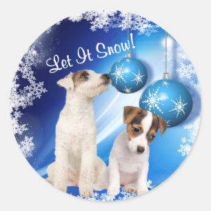 Jack Russell Terrier Puppy Let It Snow Stickers
