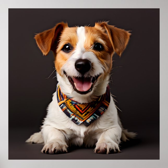 Jack Russell Terrier Realism Art Portrait Poster (Front)