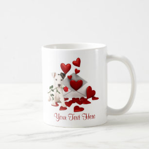 Jack Russell Terrier Red Rose Valentine Design Coffee Mug