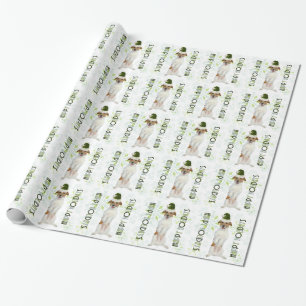 Jack Russell Terrier Santa Dog Green Christmas Wrapping Paper