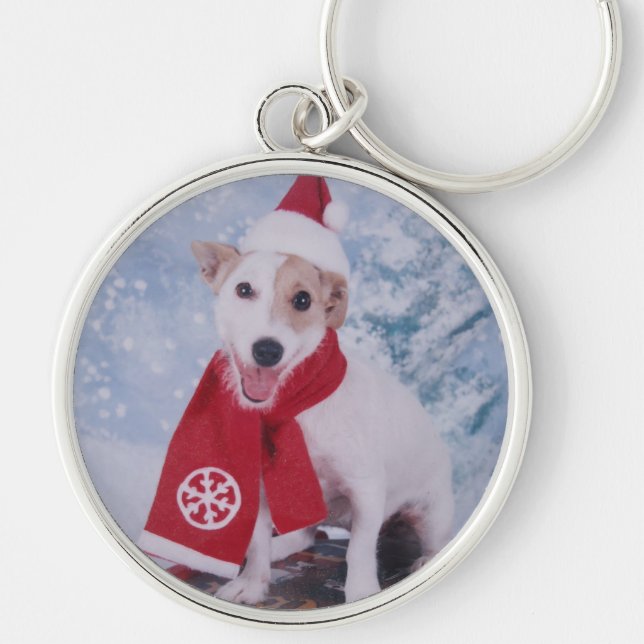 Jack Russell Terrier - santa's helper Key Ring (Front)