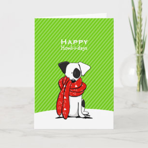 Jack Russell Terrier Scarf Green Modern Christmas Holiday Card