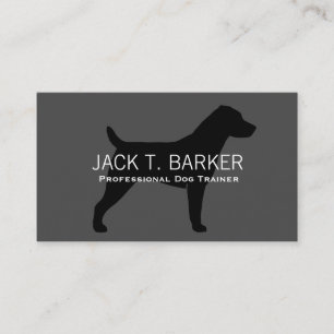 Jack Russell Terrier Silhouette Black on Grey Business Card