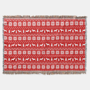 Jack Russell Terrier Silhouettes Christmas Holiday Throw Blanket
