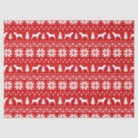 Jack Russell Terrier Silhouettes Christmas Pattern Tissue Paper<br><div class="desc">Fun Red and White Christmas Sweater Style Pattern with JRT Silhouettes</div>