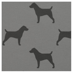 Jack Russell Terrier Silhouettes Pattern Fabric