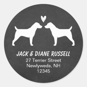 Jack Russell Terrier Silhouettes Return Address Classic Round Sticker