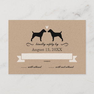 Jack Russell Terrier Silhouettes Wedding RSVP Card