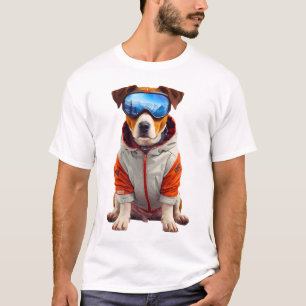 Jack Russell Terrier Ski Dog Art – Cute Winter Dog T-Shirt