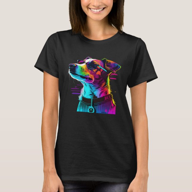 Jack Russell Terrier Synthwave  1 T-Shirt (Front)