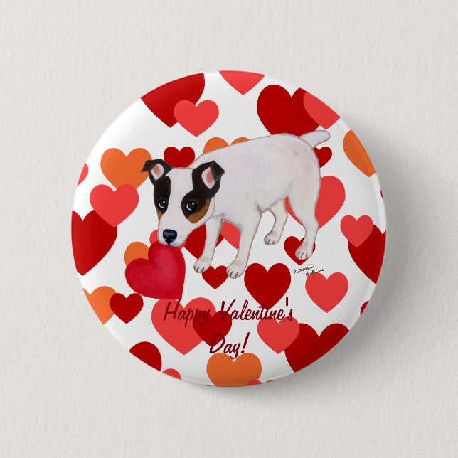 Jack Russell Terrier Valentine Button (Front)