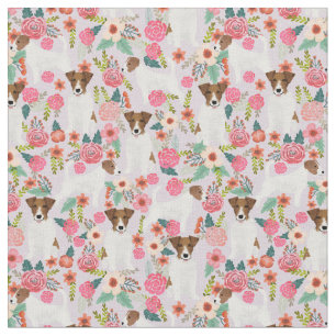 jack russell terrier vintage florals pale lavender fabric
