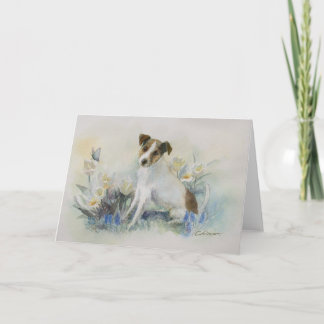Jack Russell Terrier Watercolor Dog Painting Card
