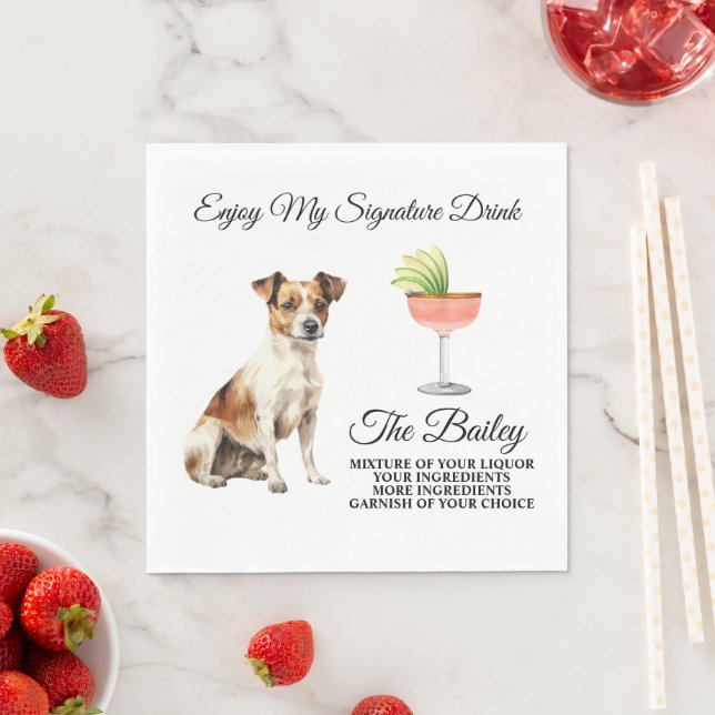 Jack Russell Terrier Wedding Signature Drink Napki Napkin (Insitu)