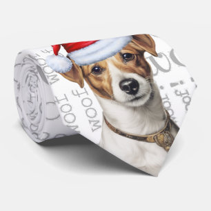 Jack Russell Terrier Woof Christmas Dog Lover Tie