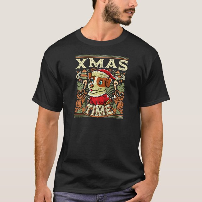 Jack Russell Terrier X Mas Time Dog Christmas Sant T-Shirt (Front)