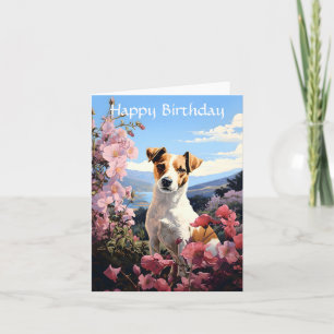 Jack Russell Terrier's Floral Haven Birthday Card