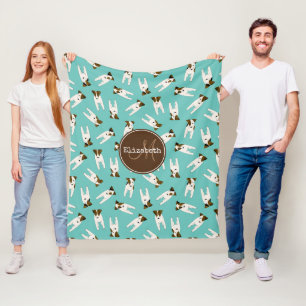 Jack Russell Terriers pattern lt teal or ANY colou Fleece Blanket