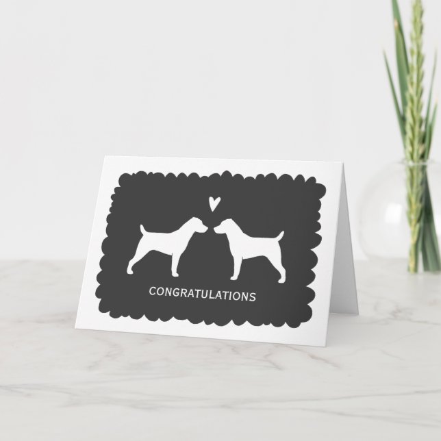 Jack Russell Terriers Wedding Congratulations Card (Front)