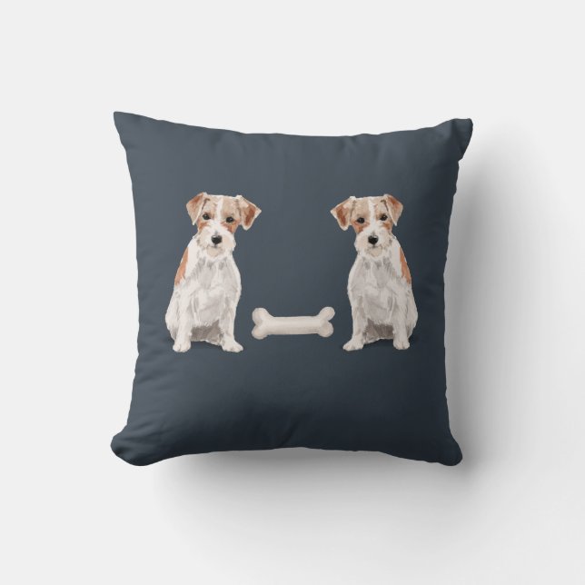 Jack Russell Vs Jack Russell (Wire Haired) Cushion (Front)