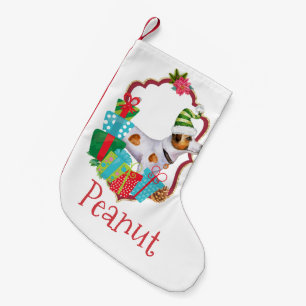 Jack Russell wearing hat Christmas wreath  Small Christmas Stocking