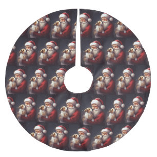 Jack Russell With Santa Claus Festive Christmas Brushed Polyester Tree Skirt