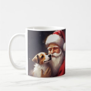 Jack Russell With Santa Claus Festive Christmas Coffee Mug
