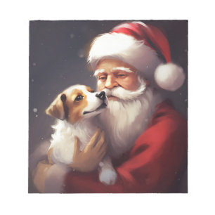 Jack Russell With Santa Claus Festive Christmas Notepad