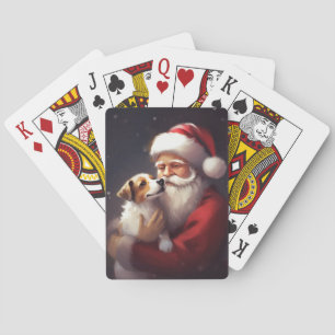 Jack Russell With Santa Claus Festive Christmas Playing Cards