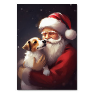 Jack Russell With Santa Claus Festive Christmas Table Number