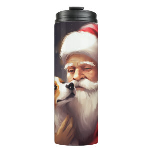 Jack Russell With Santa Claus Festive Christmas Thermal Tumbler