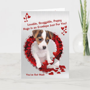 Jack Russell You've Got Mail Puppy Hugs Valentine Holiday Card