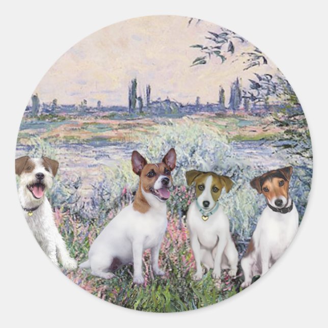 Jack Russells (four) - By the Seine Classic Round Sticker (Front)