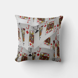 "Jack’s Wild: A Scatter of Poker Cards" Cushion