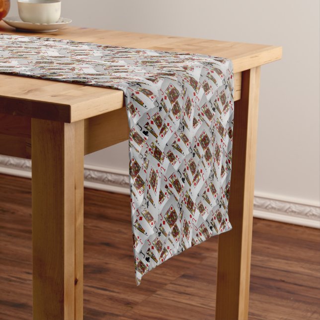 "Jack’s Wild: A Scatter of Poker Cards" Short Table Runner (In Situ)