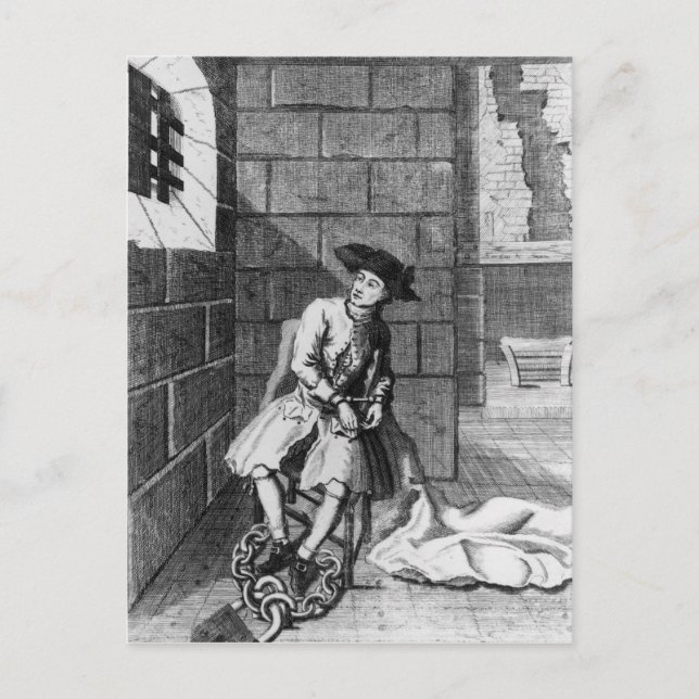 Jack Shepperd in Newgate Prison, 1724 Postcard (Front)
