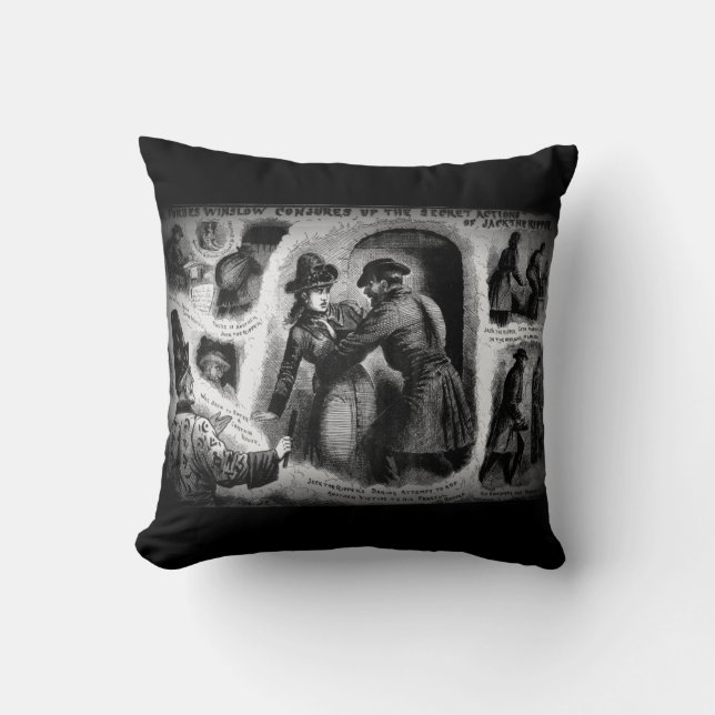 Jack the Ripper Illust Police News  Throw Pillow (Front)